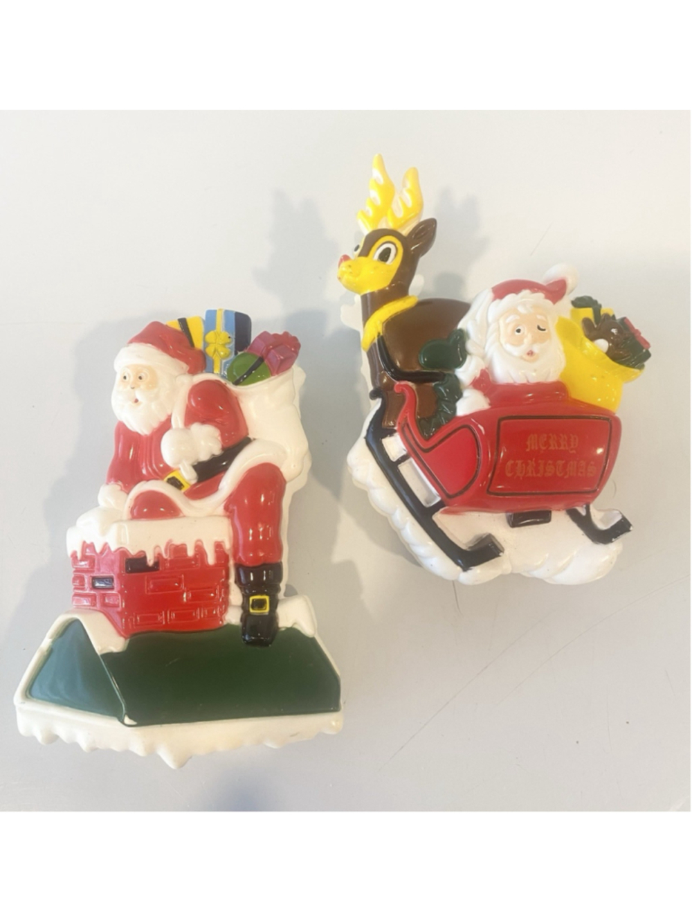 Vintage 1996 Acme Talking Santa Christmas Fridge Magnet Clips Lot of 2 Working